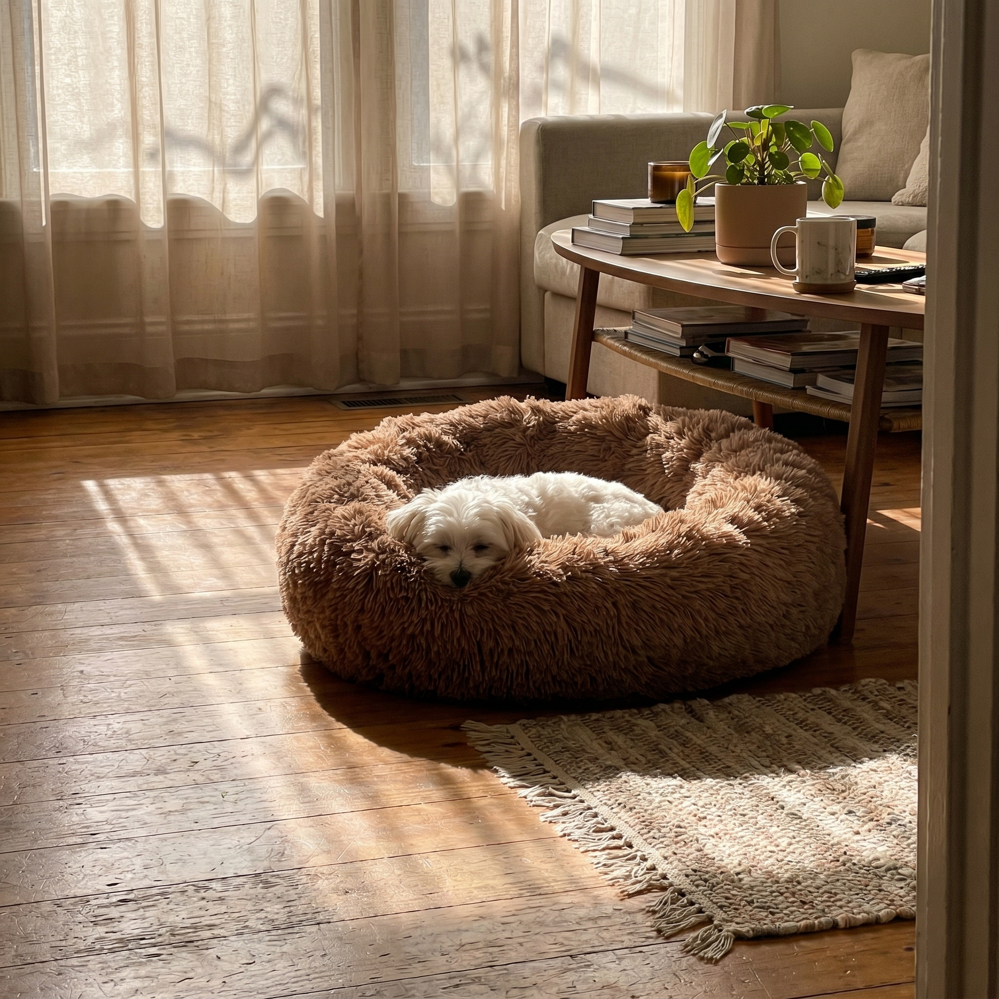 Round Fluffy Donut Dog Bed