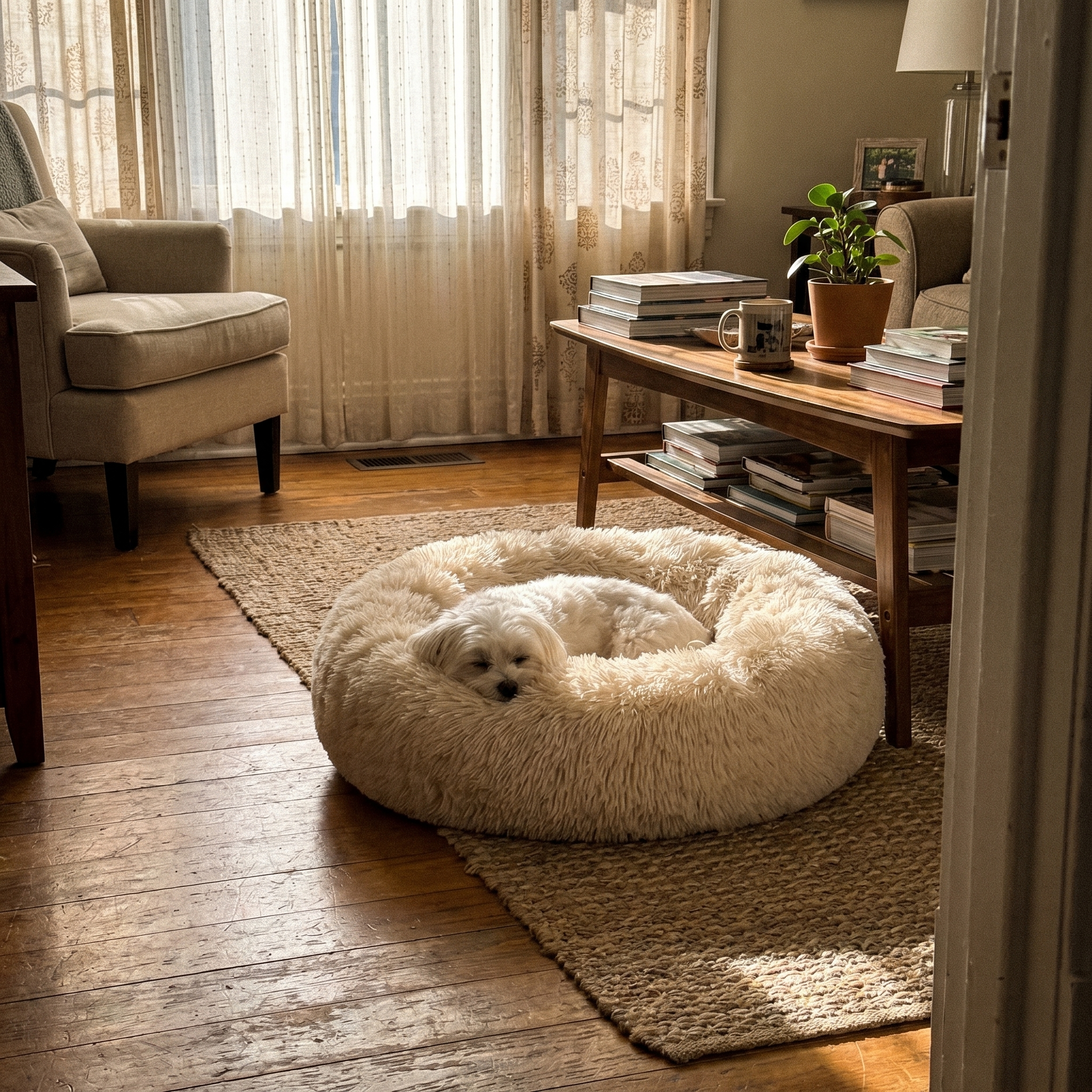 Round Fluffy Donut Dog Bed